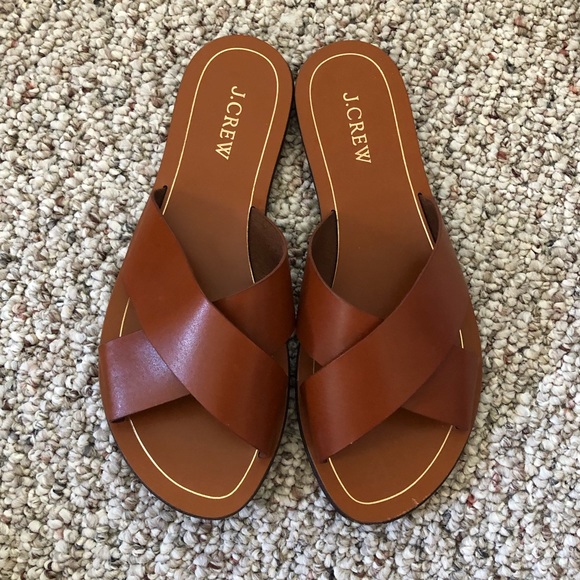 J. Crew Shoes - J. Crew Brown Leather Slip on Sandals